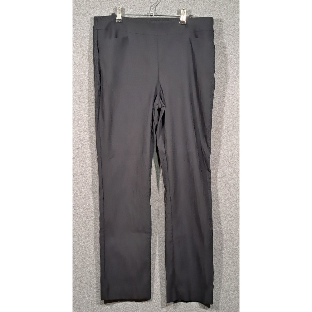 Chicos Black Textured Jacquard Pull On Straight Leg Pants Size 2R US 12R